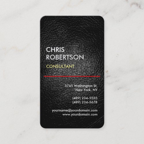 Leather Effect Gray Red Attractive Business Card