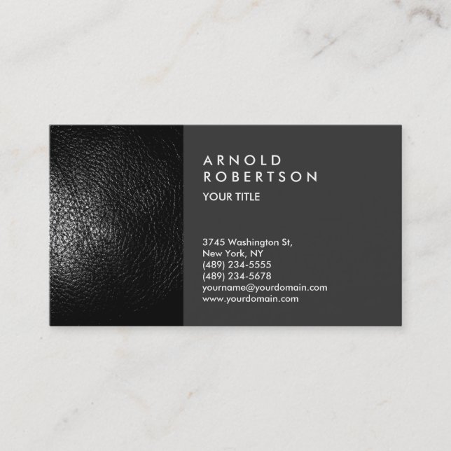 Leather Effect Trendy Professional Business Card (Front)