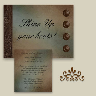 Leather (faux) and Turquoise Shine Up Your Boots Invitation