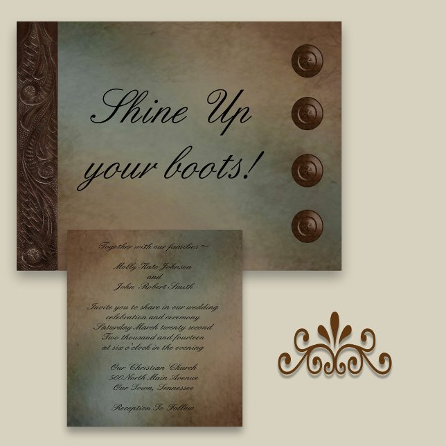 Leather (faux) and Turquoise Shine Up Your Boots Invitation (Creator Uploaded)