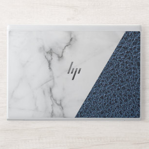 Leather Faux Marble Blush leather blue, HP Laptop Skin