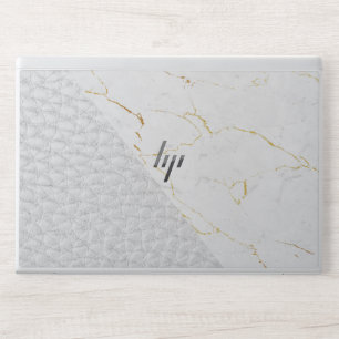 Leather Faux Marble Blush leather white HP Laptop Skin