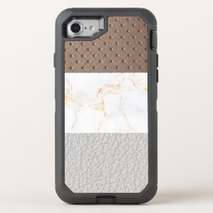 Leather Faux Marble masculine blush leather OtterBox Defender iPhone SE/8/7 Case