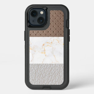 Leather Faux Marble masculine blush leather iPhone 13 Case