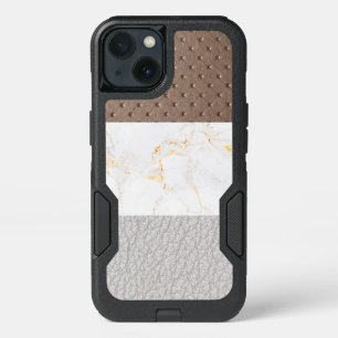Leather Faux Marble masculine blush leather iPhone 13 Case
