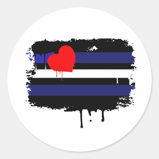LEATHER FLAG DRIPPING CLASSIC ROUND STICKER (Front)