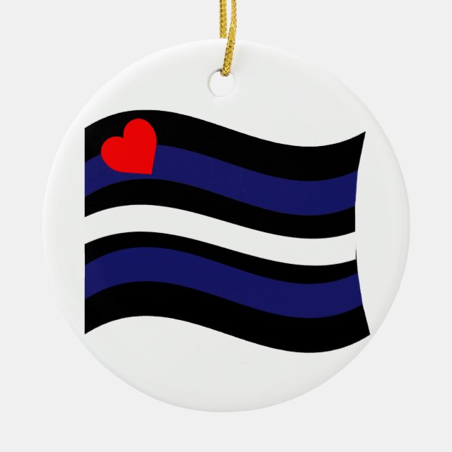 LEATHER FLAG WAVING CERAMIC ORNAMENT (Front)