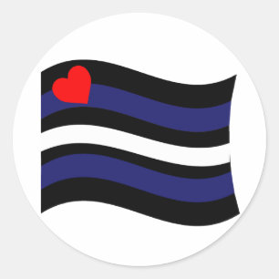 LEATHER FLAG WAVING CLASSIC ROUND STICKER