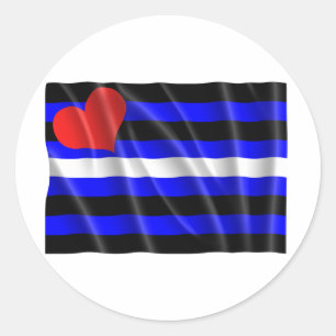 LEATHER FLAG WAVY CLASSIC ROUND STICKER