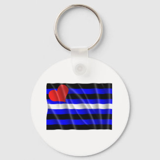 LEATHER FLAG WAVY KEYCHAIN