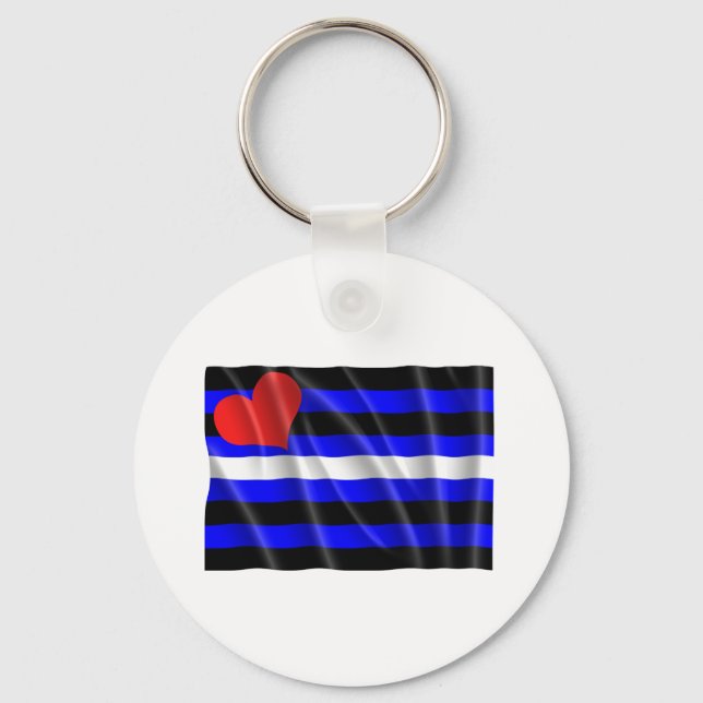 LEATHER FLAG WAVY KEYCHAIN (Front)
