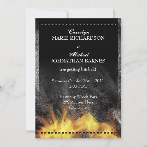 Leather &amp; Flames  Biker Wedding Invitation