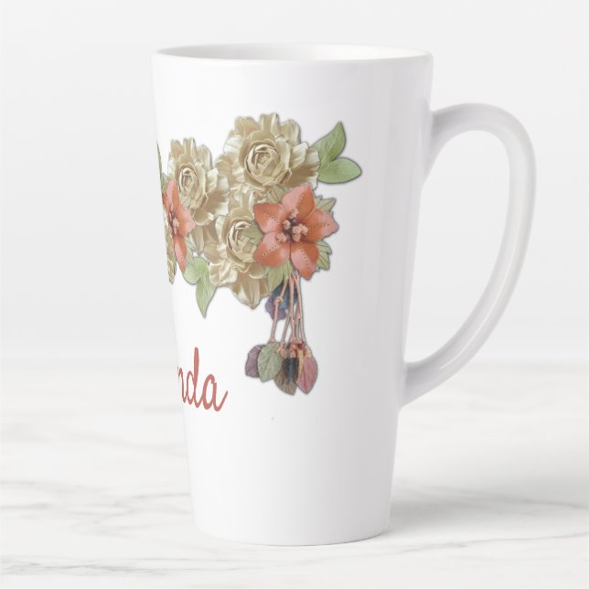 Leather Flowers Latte Mug (Right)