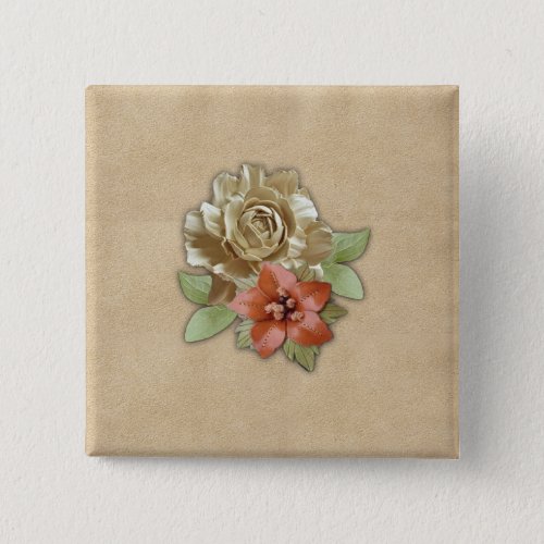 Leather flowers on Cream Suede Button