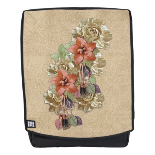 Leather flowers on Suede Backpack