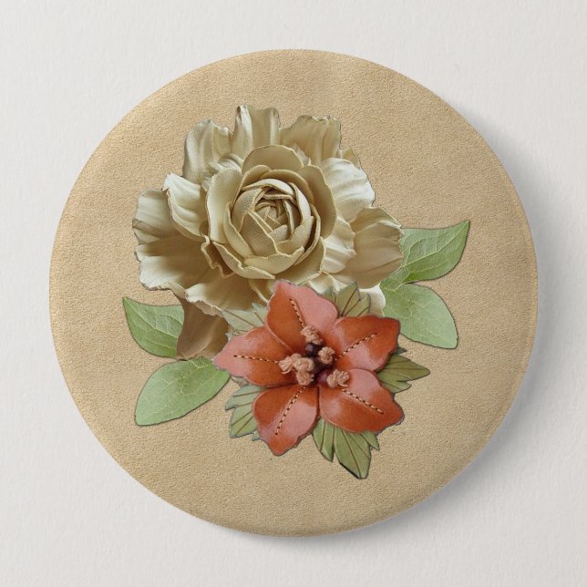 Leather flowers on Suede Button (Front)