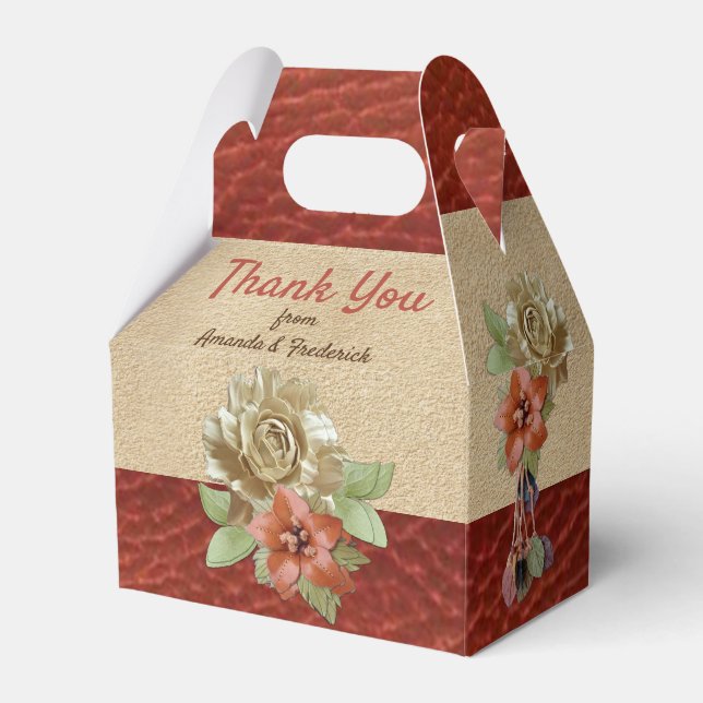 Leather Flowers on Suede Favor Boxes (Front Side)