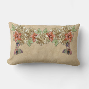 Leather flowers on Suede Lumbar Pillow