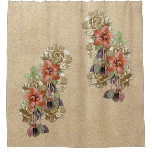 Leather Flowers  Suede Texture Art Shower Curtain