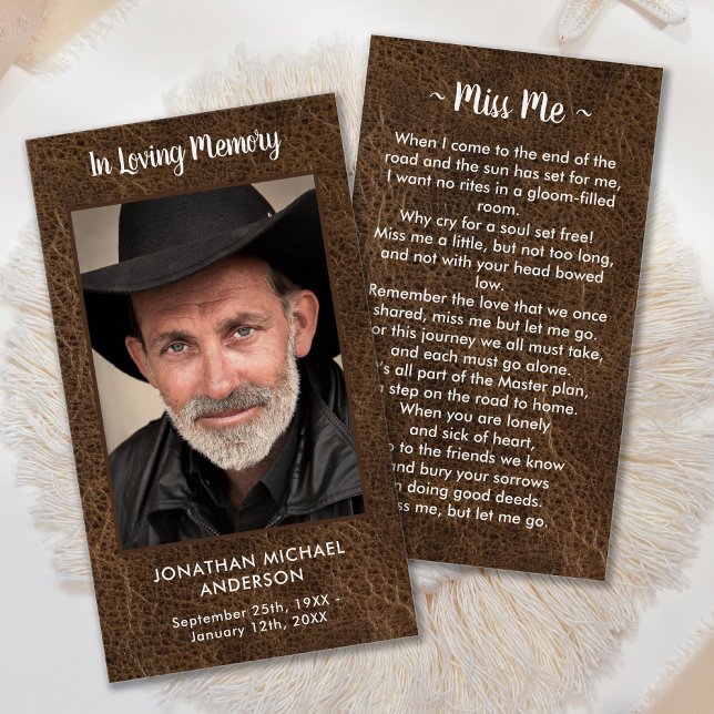 Leather Funeral Sympathy Memorial Prayer Card (Creator Uploaded)