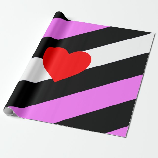 Leather Girl Pride Flag Wrapping Paper (Unrolled)