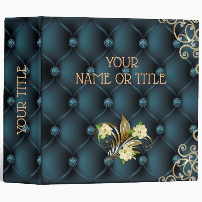 Leather Gold Elegant Modern Albums 3 ring binder (Front/Spine)