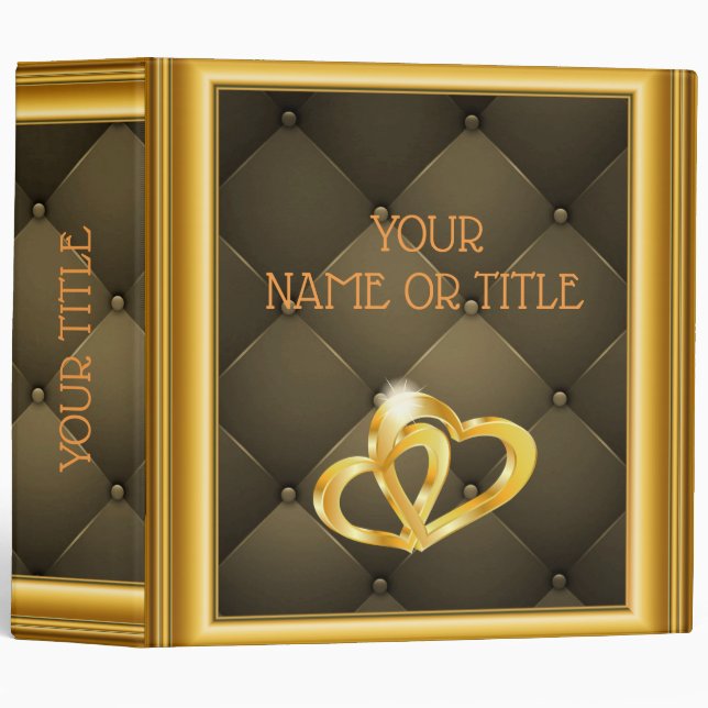 Leather Gold Love Elegant Albums 3 ring binder (Front/Spine)