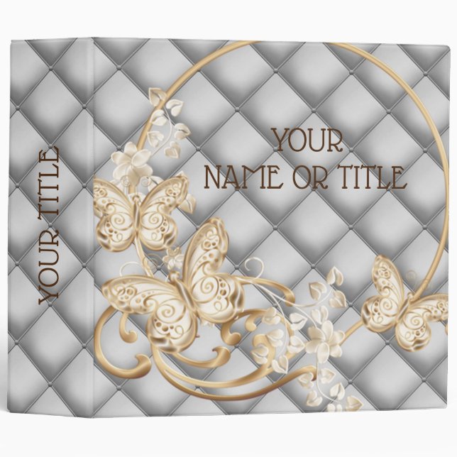 Leather Gold Love Modern Albums 3 ring binder (Front/Spine)