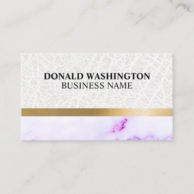 Leather Gold Metallic |  Purple Marble Texture Business Card (Front)