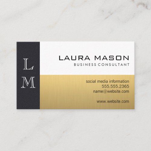 Leather Gold White Business Card