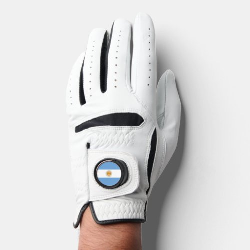 Leather Golf Glove with Flag of Argentina