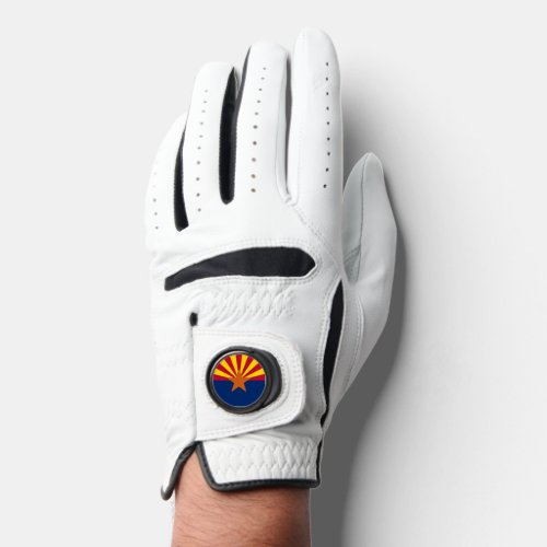 Leather Golf Glove with Flag of Arizona USA