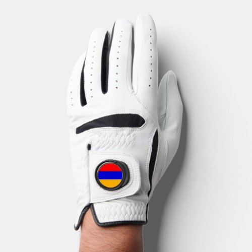 Leather Golf Glove with Flag of Armenia