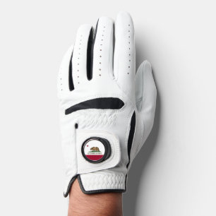 Leather Golf Glove with Flag of California, USA
