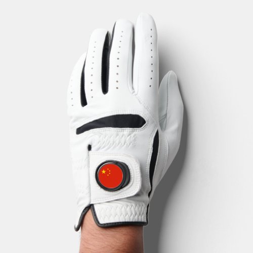 Leather Golf Glove with Flag of China