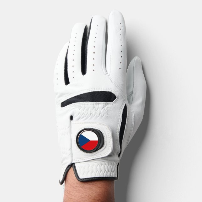 Leather Golf Glove with Flag of Czechia (Front)