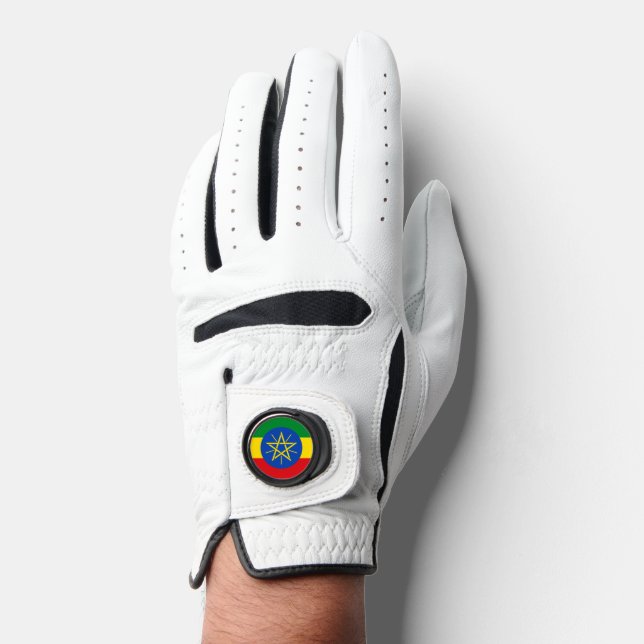Leather Golf Glove with Flag of Ethiopia (Front)