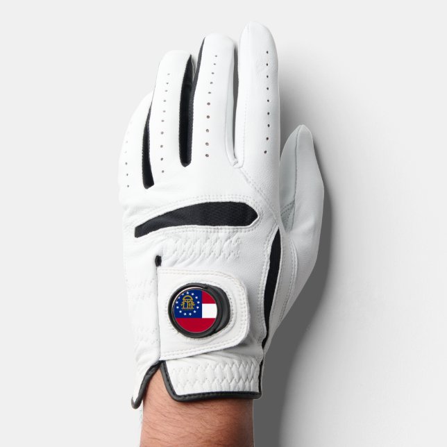 Leather Golf Glove with Flag of Georgia, USA (Front)