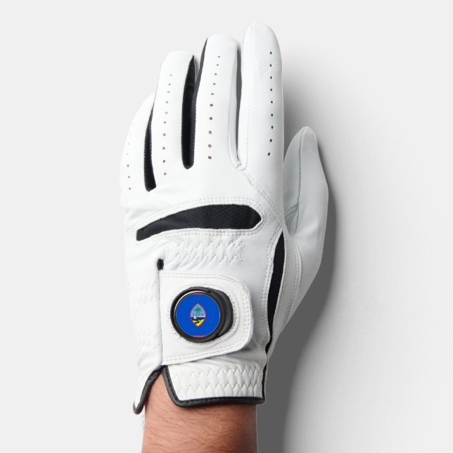 Leather Golf Glove with Flag of Guam, USA (Front)