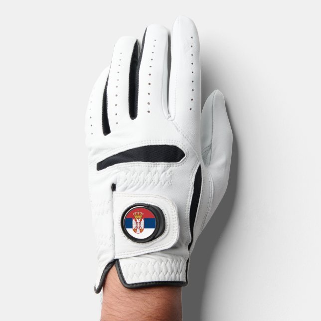 Leather Golf Glove with Flag of Serbia (Front)