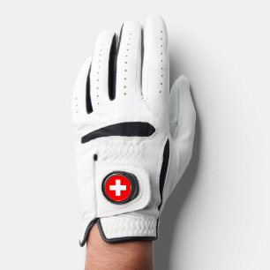 Leather Golf Glove with Flag of Switzerland
