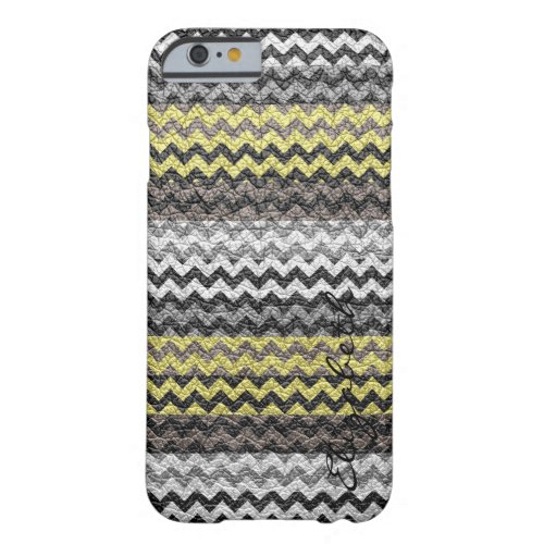 Leather Gray Chevron Stripes Pattern Barely There iPhone 6 Case