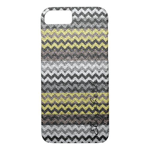 Leather Gray Chevron Stripes Pattern iPhone 87 Case