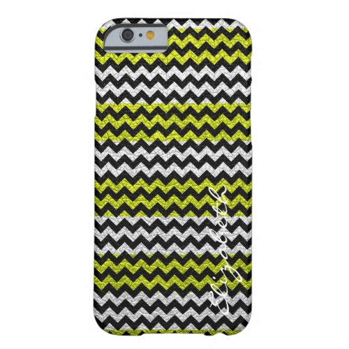 Leather Green Black Chevron Stripes Pattern 2 Barely There iPhone 6 Case