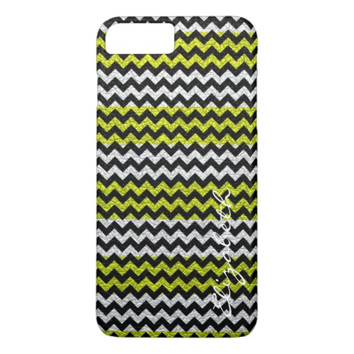 Leather Green Black Chevron Stripes Pattern 2 iPhone 8 Plus7 Plus Case