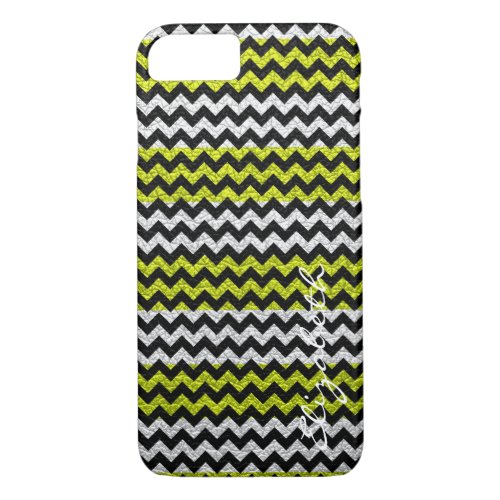 Leather Green Black Chevron Stripes Pattern 2 iPhone 87 Case