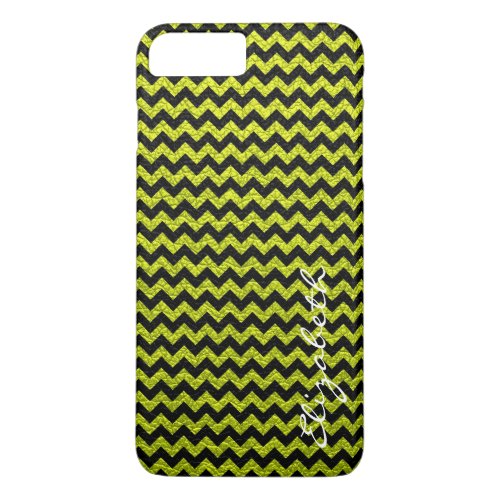 Leather Green Black Chevron Stripes Pattern iPhone 8 Plus7 Plus Case