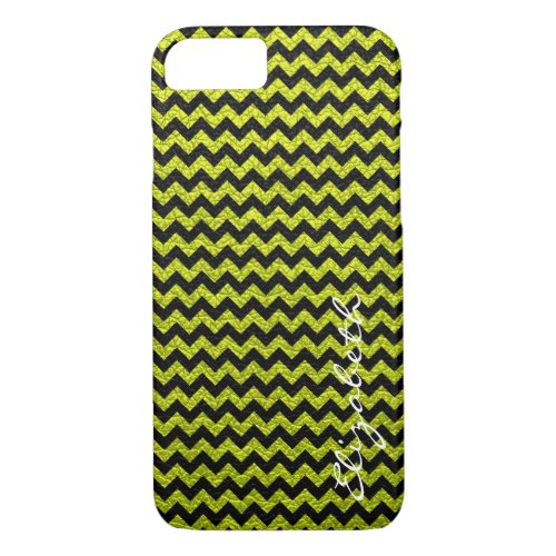 Leather Green Black Chevron Stripes Pattern iPhone 87 Case