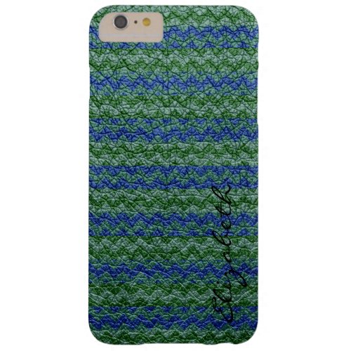 Leather Green Blue Chevron Stripes Pattern Barely There iPhone 6 Plus Case