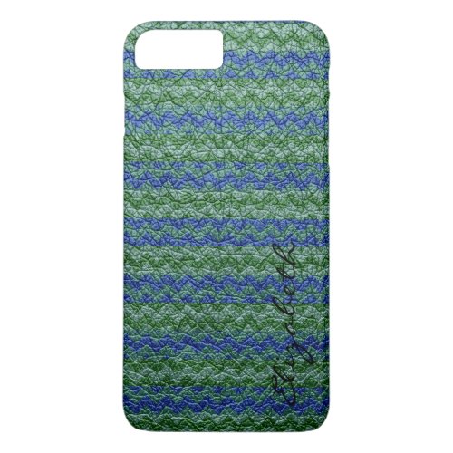 Leather Green Blue Chevron Stripes Pattern iPhone 8 Plus7 Plus Case